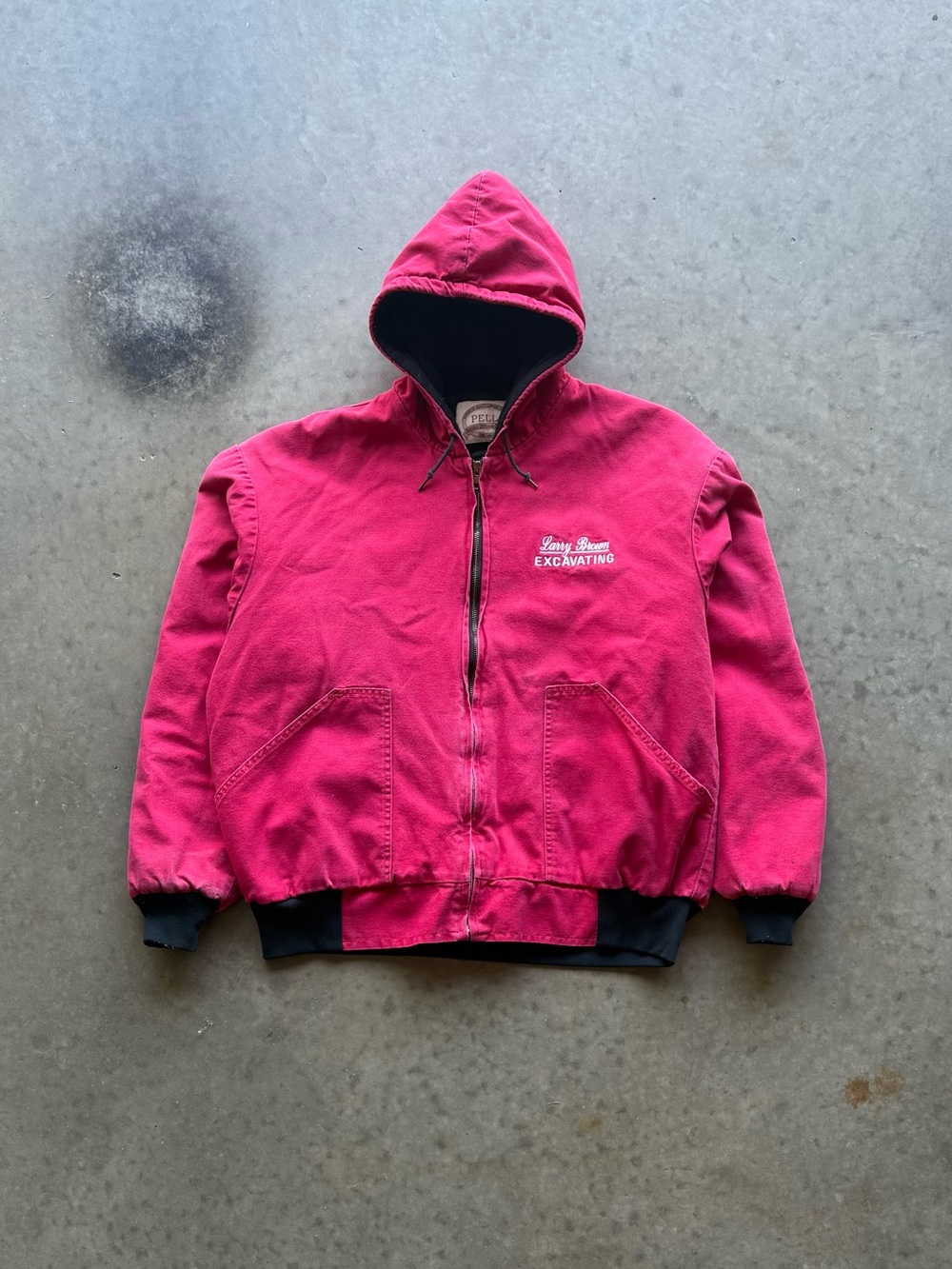 Vintage 90s Carhartt Style Workwear Coat Mens Size XL Red Faded Canvas Hooded